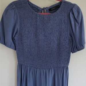 Long Sleeve Smocked Dress - Slate Blue